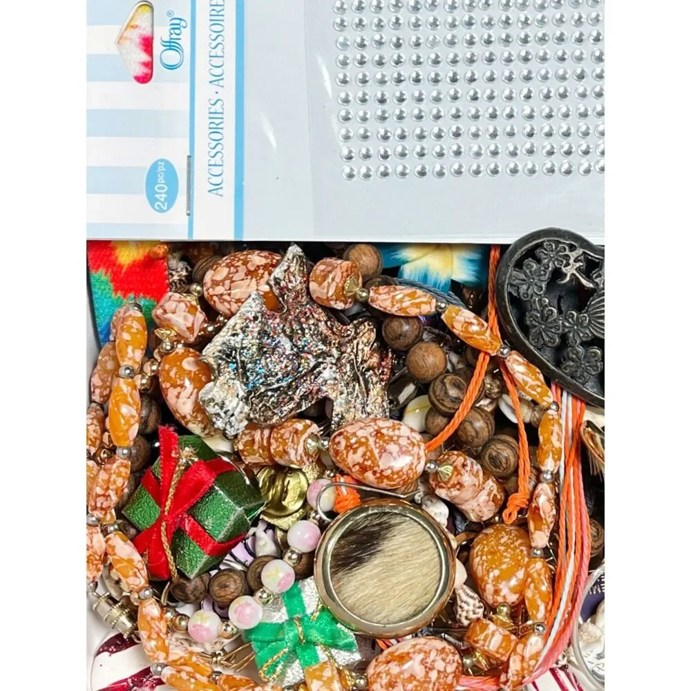 VTG - Now Repurpose Craft Jewelry Lot Beads Parts Harvest Junk Drawer Box 1#13